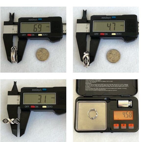 Sterling Silver 925 X Cross Braided Rope 7MM Wide Band Ring Size 5.5 - Picture 10 of 16